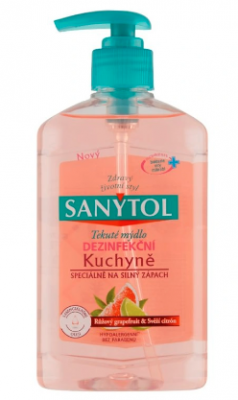 Sanytol Dezinfekční kuchyňské mýdlo – růžový grapefruit & svěží citrón - po exp! 